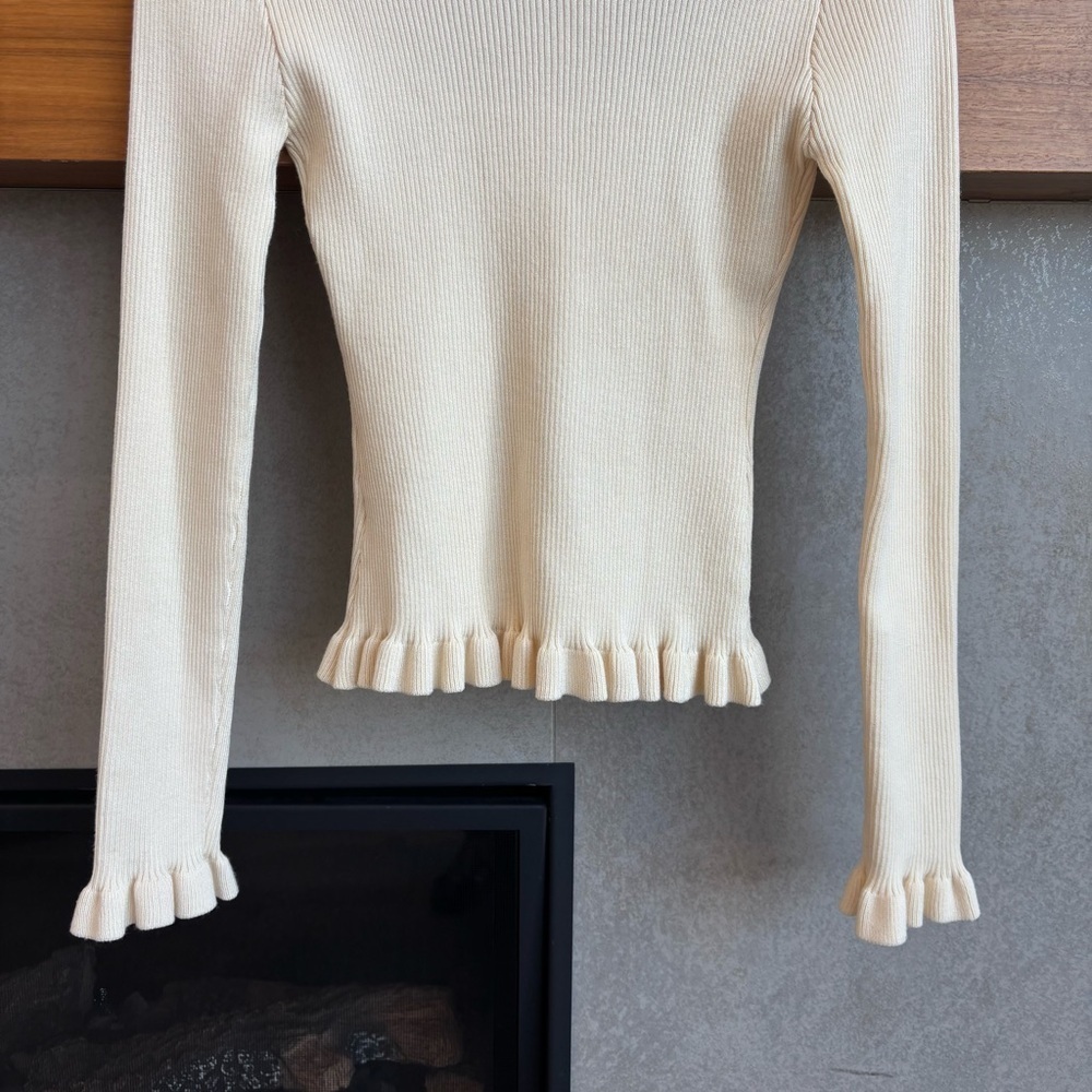 NWOT The Workshop Ruffled‎ Ribbed Knit Top, Size L - Picture 11 of 12